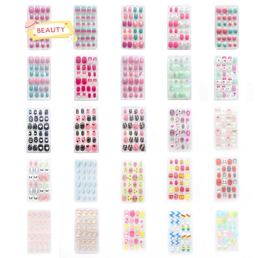 BEAUTY Bộ 24 Móng Tay Giả Ngắn Vuông Thời Trang Cho Nữ