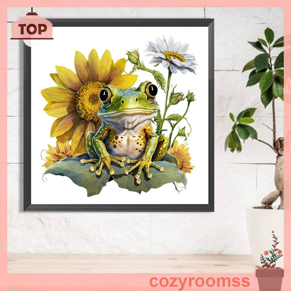 Tranh Đính Đá Kim Cương Toàn Bộ 5D DIY Hình Vẽ Hoa Hướng Dương / Ếch