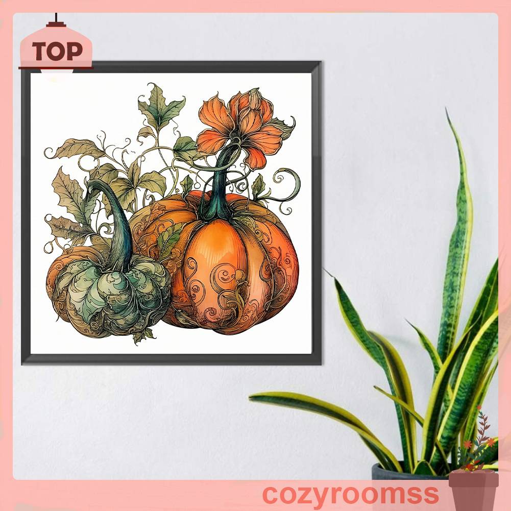 Tranh Đính Đá Kim Cương Toàn Bộ 5D DIY Hình Vẽ Bí Ngô Mùa Thu