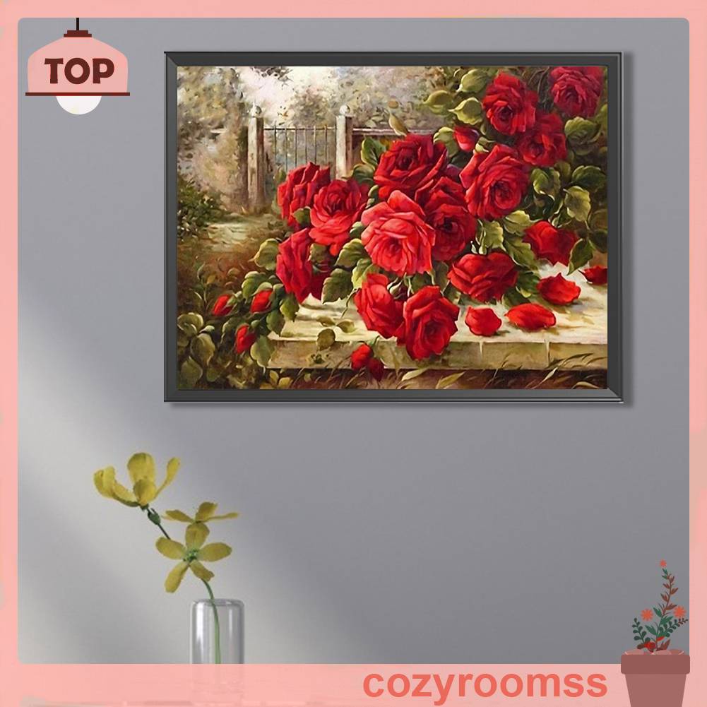 Tranh Đính Đá Kim Cương Toàn Bộ 5D DIY Hình Vẽ Hoa Hồng