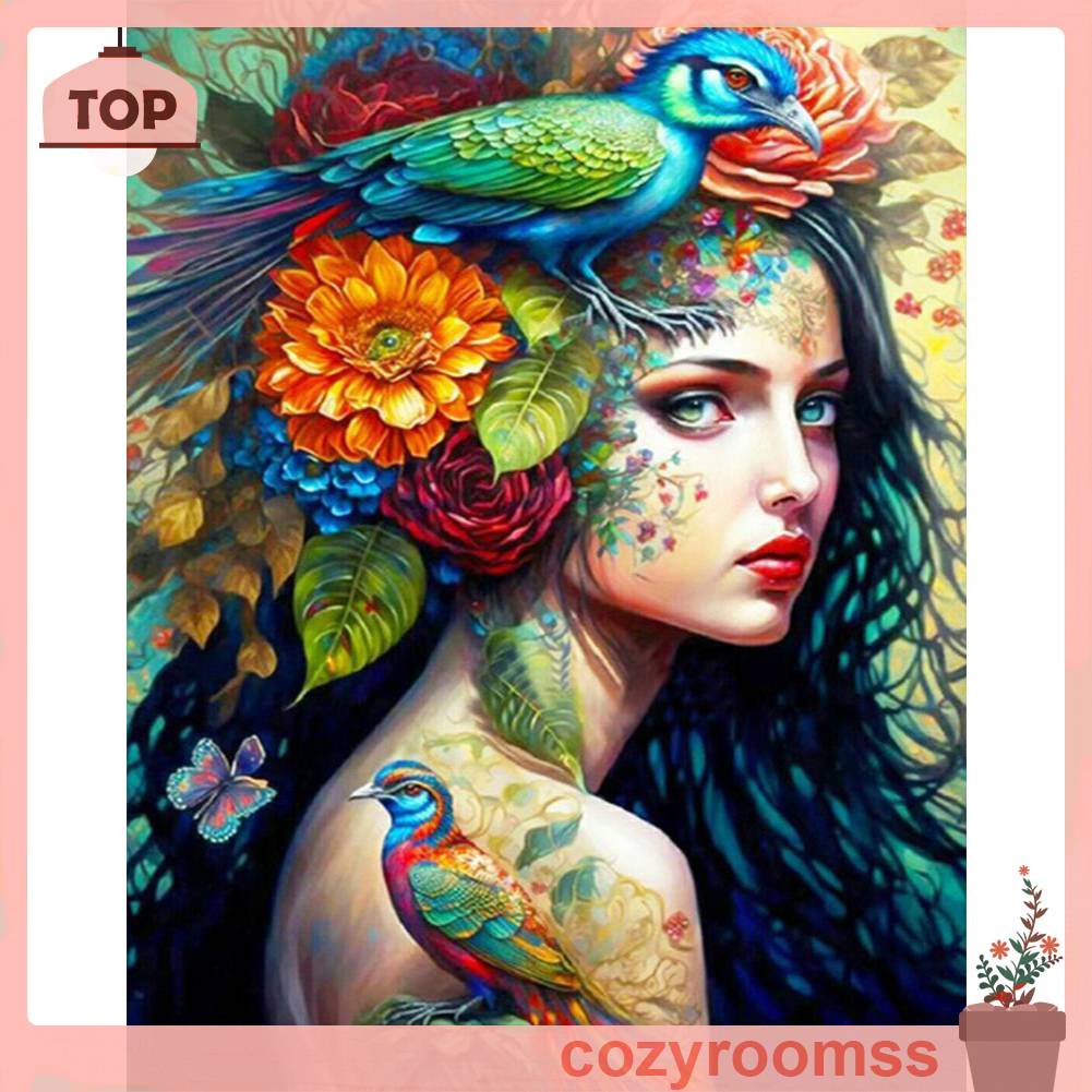 Tranh Đính Đá Kim Cương Toàn Bộ 5D DIY Hình Vẽ Cô Gái Trang Trí Nhà Cửa