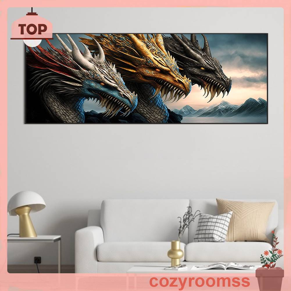 Tranh Đính Đá Kim Cương Toàn Bộ 5D DIY Hình Vẽ Rồng Trang Trí Nhà Cửa