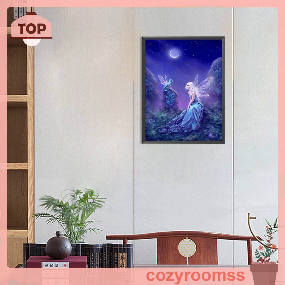 Tranh Đính Đá Kim Cương Toàn Bộ 5D DIY Hình Nàng Tiên Trang Trí Nhà Cửa