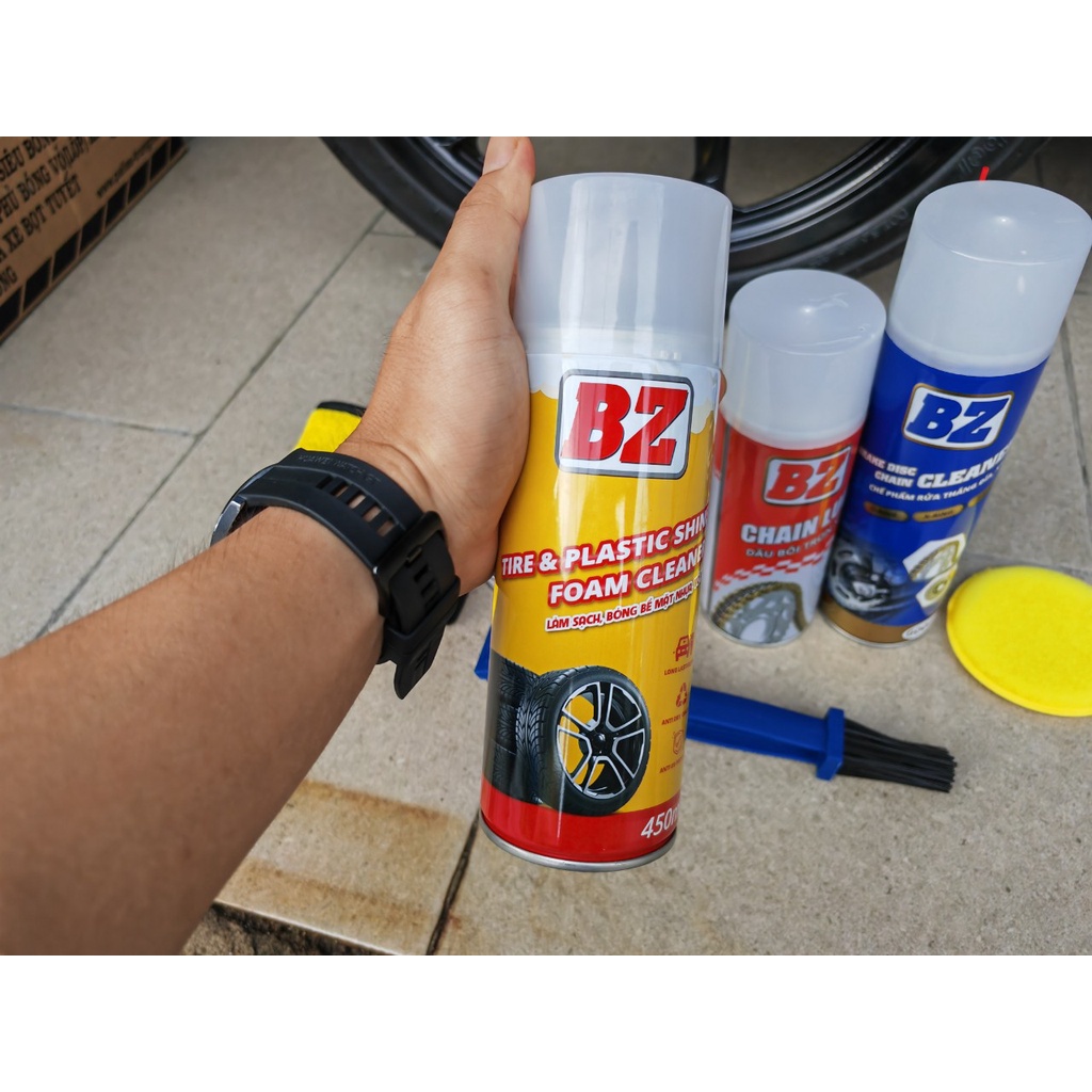 Combo Chăm Sóc Xe BZ Dưỡng Sên,Bóng Sơn,Phục Hồi Nhựa Nhám,Bóng Lốp Kèm Quà