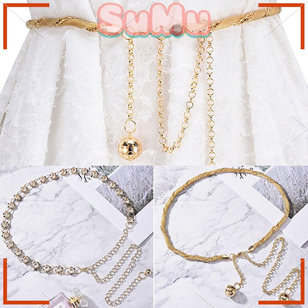 SUMU Thắt Lưng Dây Xích Kim Loại Đính Đá Sang Trọng Thanh Lịch Cho Nữ