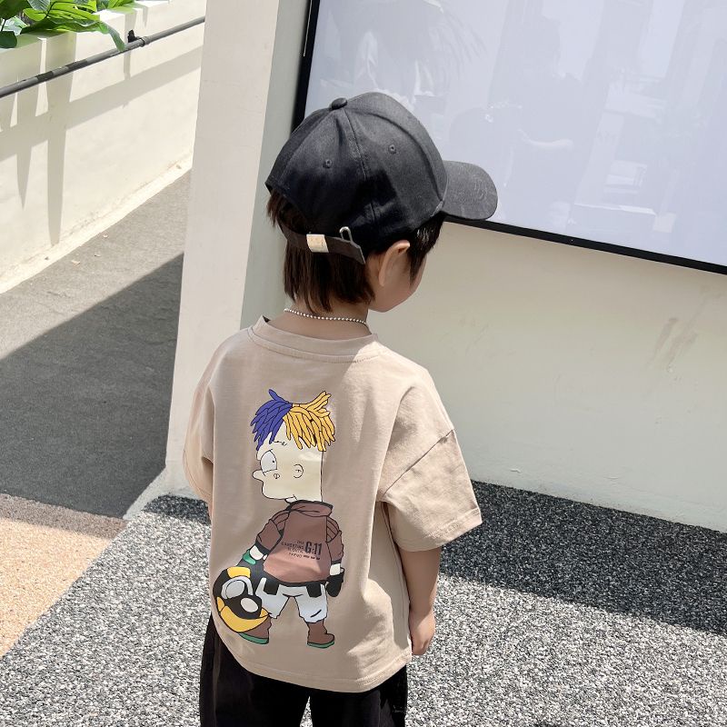 Áo Thun cotton Tay Ngắn Thời Trang Hàn Quốc Cho Bé Trai