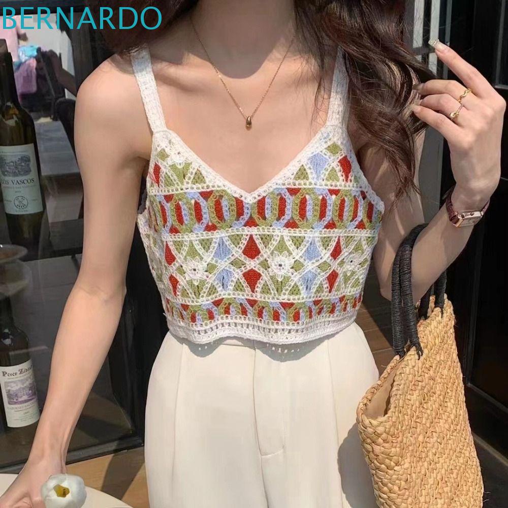 Bernardo Áo Croptop Dệt Kim Không Tay Dáng Rộng Khoét Rỗng Phong Cách Hàn Quốc Cho Nữ