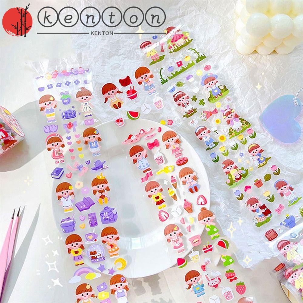 KENTON Miếng Dán PET Họa Tiết Hoạt Hình Dễ Thương Trang Trí Sổ Tay / Nhật Ký DIY