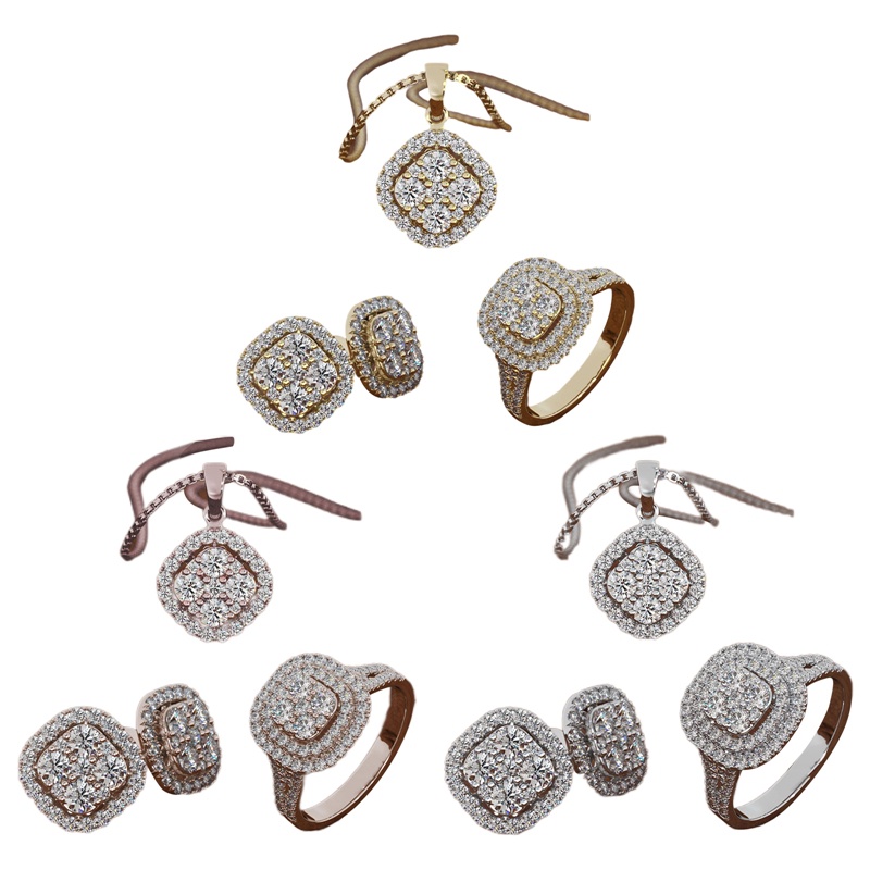 Set Vòng cổ Nhẫn Và Khuyên Tai Thời Trang Sang Trọng Cho Nữ