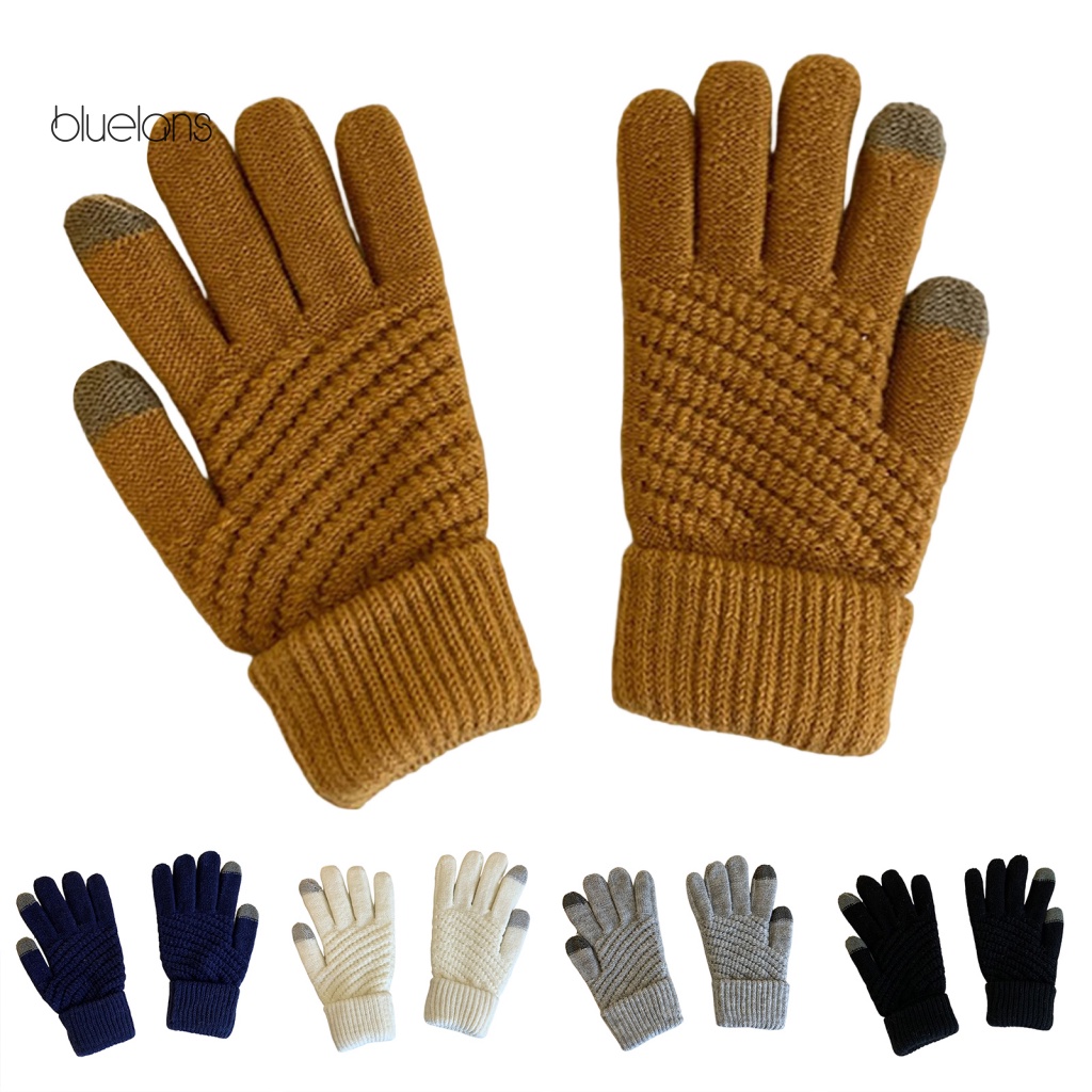 1 Đôi Găng Tay Mùa Đông Mềm Mại Co Giãn Màu Trơn Giữ Ấm Mùa Đông Có Thể Giặt Được Cho Cặp Đôi