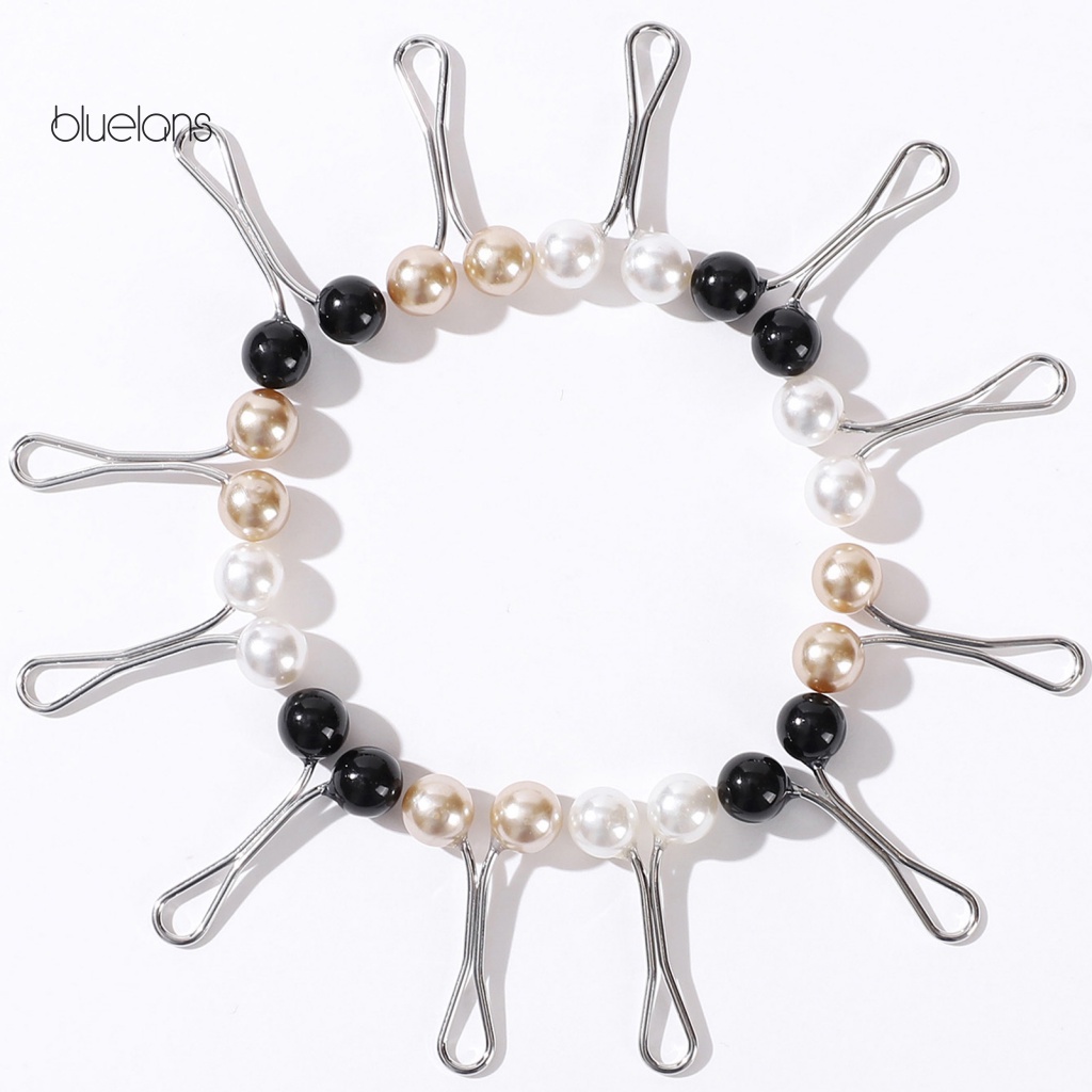 Bộ 12 Kẹp Khăn Choàng Lụa Hình Chữ U Đính Ngọc Trai Nhân Tạo