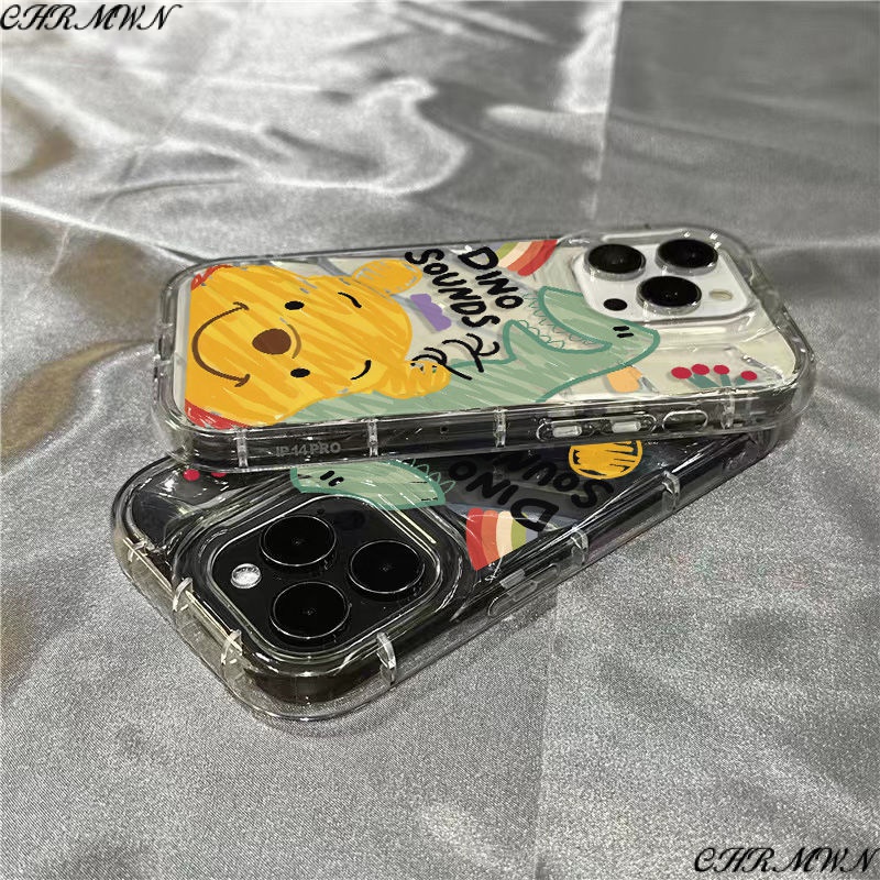 Ốp Điện Thoại Dẻo Trong Suốt Họa Tiết Hoạt Hình Khủng Long / Gấu Pooh Cho iPhone14promax 1312 / 11 7 / 8plus xr / sins Kdz
