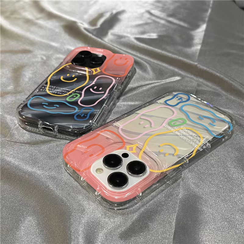 Ốp Điện Thoại Dẻo Trong Suốt Họa Tiết Biểu Cảm Gương Mặt Graffiti Cho iPhone14promax 1312 / 11 7 / 8plus xr / sins BX0V