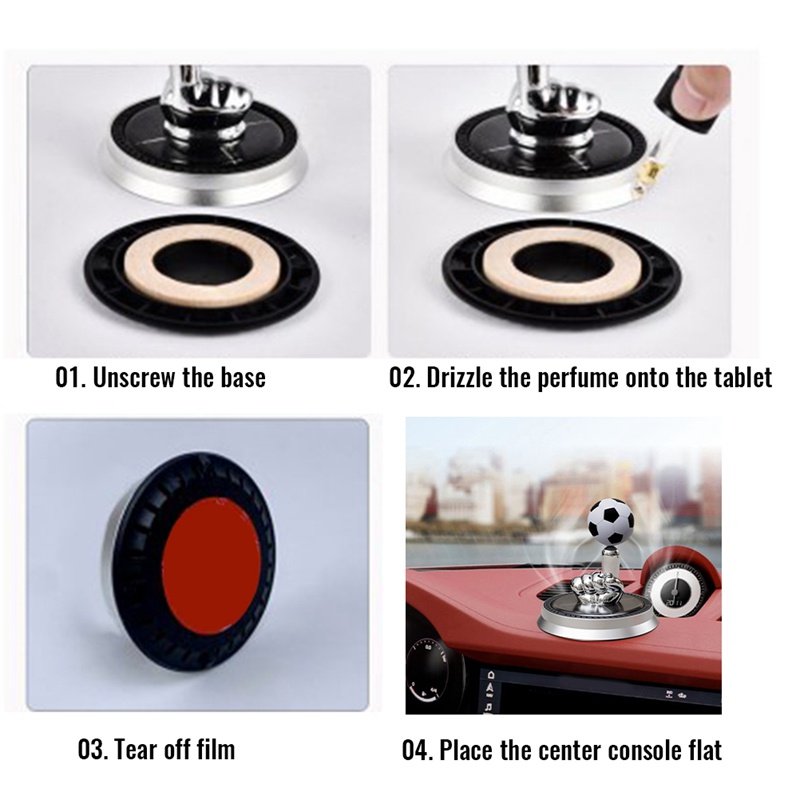 Nước Hoa Xoay Tự Động Trang Trí Nội Thất Xe Hơi Hình Quả Bóng Đá Sạc Năng Lượng Mặt Trời