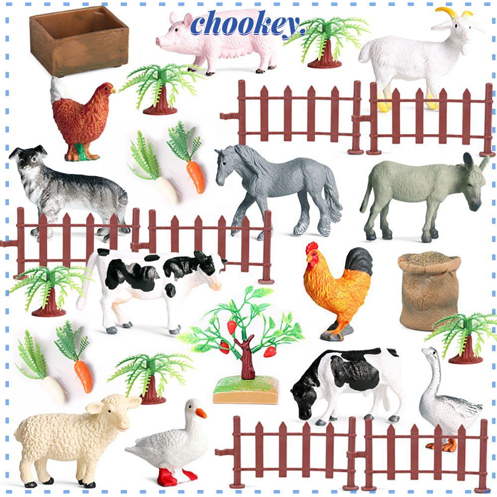 CHOOKEY Set 37 Mô Hình Động Vật Nông Trại Trang Trí