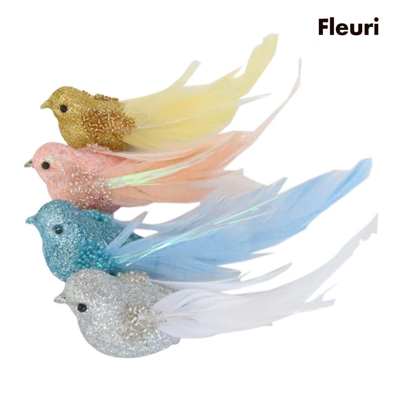 Set 4 Chú Chim Nhân Tạo Mini Bằng Xốp Dùng Trang Trí DIY