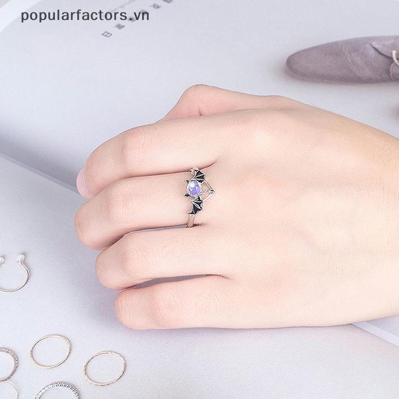 Bộ 1 / 2 Nhẫn Đính Đá Pha Lê Hình Đôi Cánh Thiên Thần / Mặt Trăng Có Thể Điều Chỉnh Lãng Mạn Thời Trang Cho Cặp Đôi