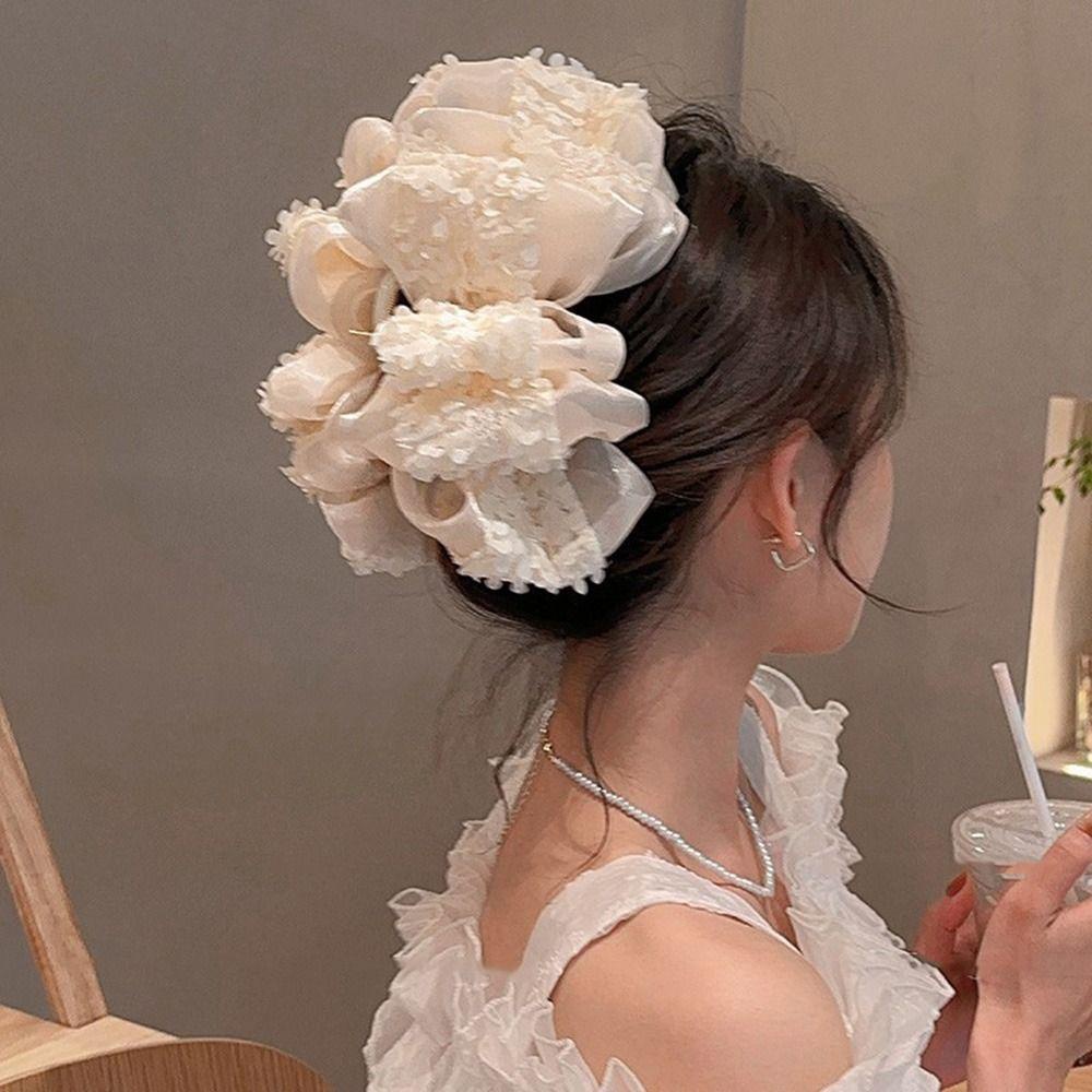 Kẹp Tóc Nơ Lưới Nhiều Lớp Bằng Acrylic Cho Nữ