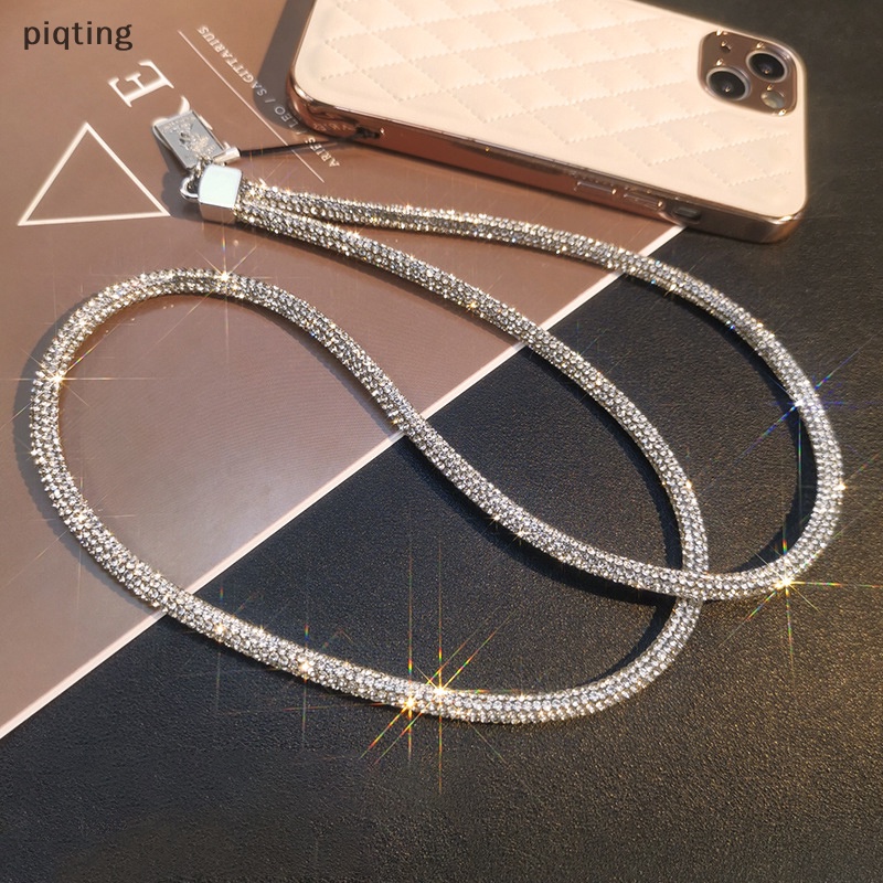 Piqt Dây Đeo Điện Thoại Đính Đá Sáng Bóng Có Ngăn Đựng Thẻ Hình Vuông Sáng Tạo Cá Tính