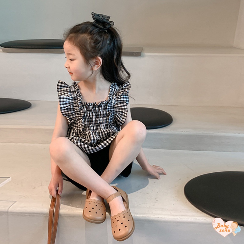 Áo Sơ Mi Cổ Vuông Tay Bay Họa Tiết Kẻ Sọc Phong Cách Hàn Quốc Ngọt Ngào Thời Trang Mùa Hè Cho Nữ