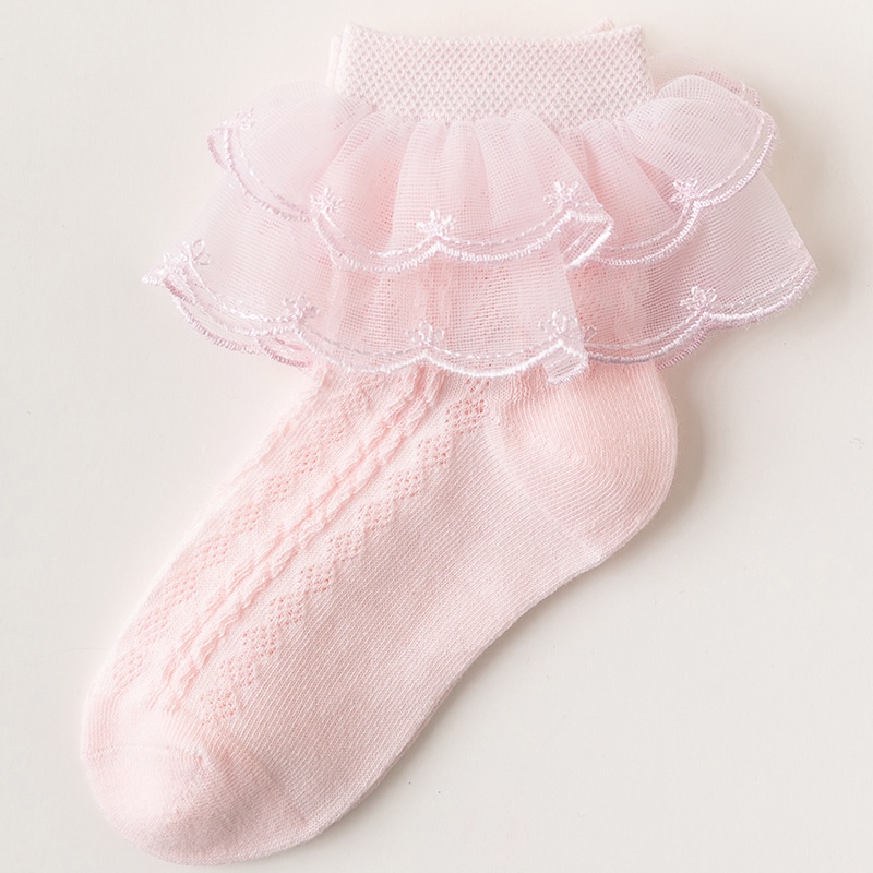 Vớ Công Chúa Chất Liệu Cotton Mỏng Phối Ren Màu Sắc Trơn Thời Trang Mùa Hè Cho Bé Gái