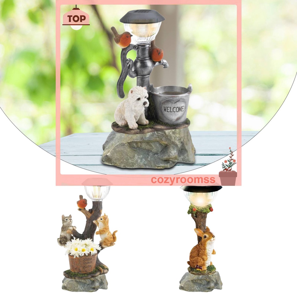 Đồ trang trí Chó Mèo Bằng Nhựa Resin Sử Dụng Năng Lượng Mặt Trời