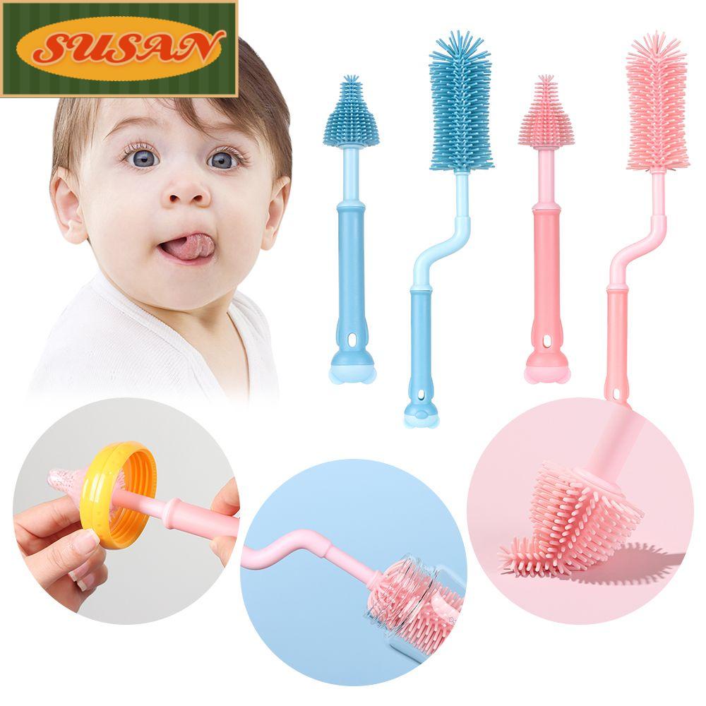 SUSANS Bàn Chải Silicone Cán Dài Xoay 360 Độ Tiện Dụng° Cọ Vệ Sinh Bình Sữa Em Bé Có Thể Xoay Được Tiện Dụng
