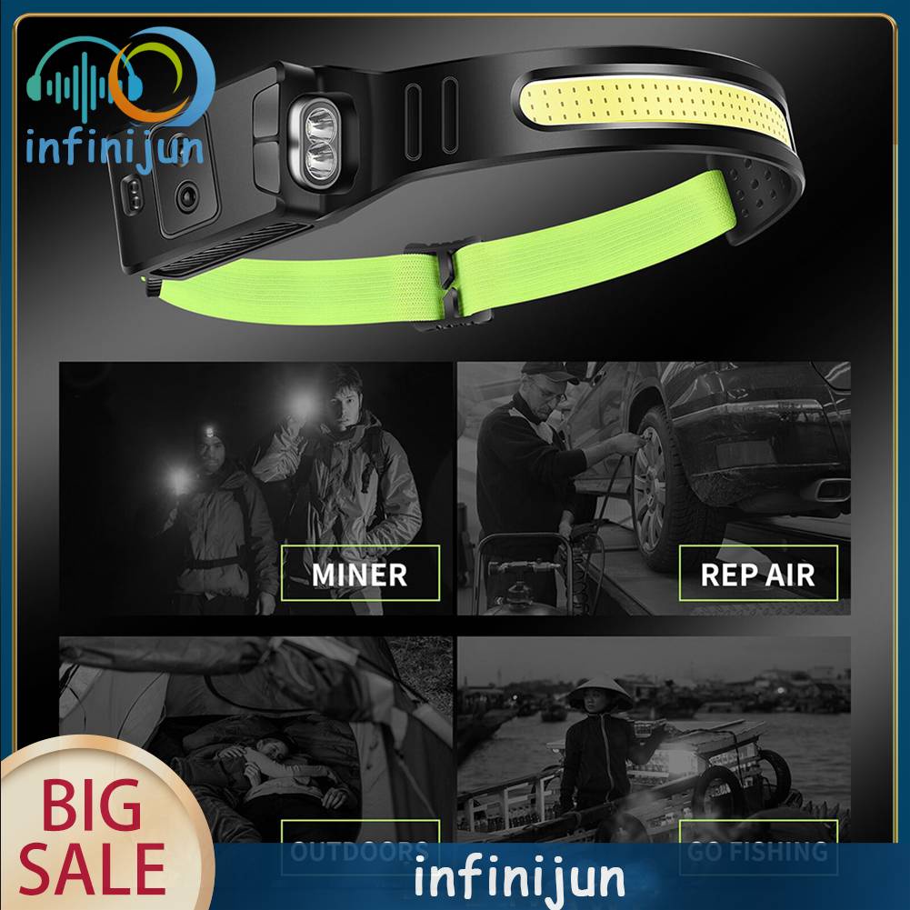 Đèn Pha LED COB Cảm Biến Tích Hợp Pin Sạc USB