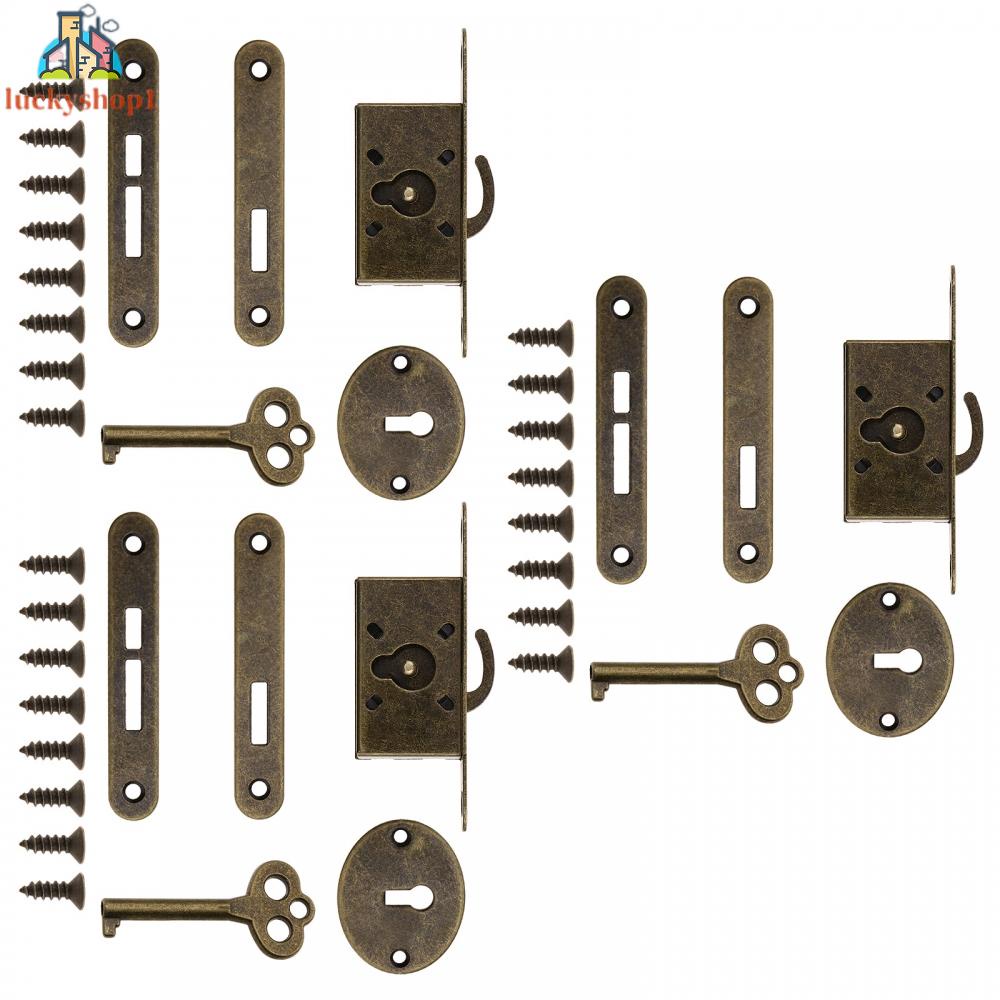 Bộ 3 Ổ Khóa Hộp Trang Sức Bằng Đồng / Vàng Kiểu Vintage Tinh Tế