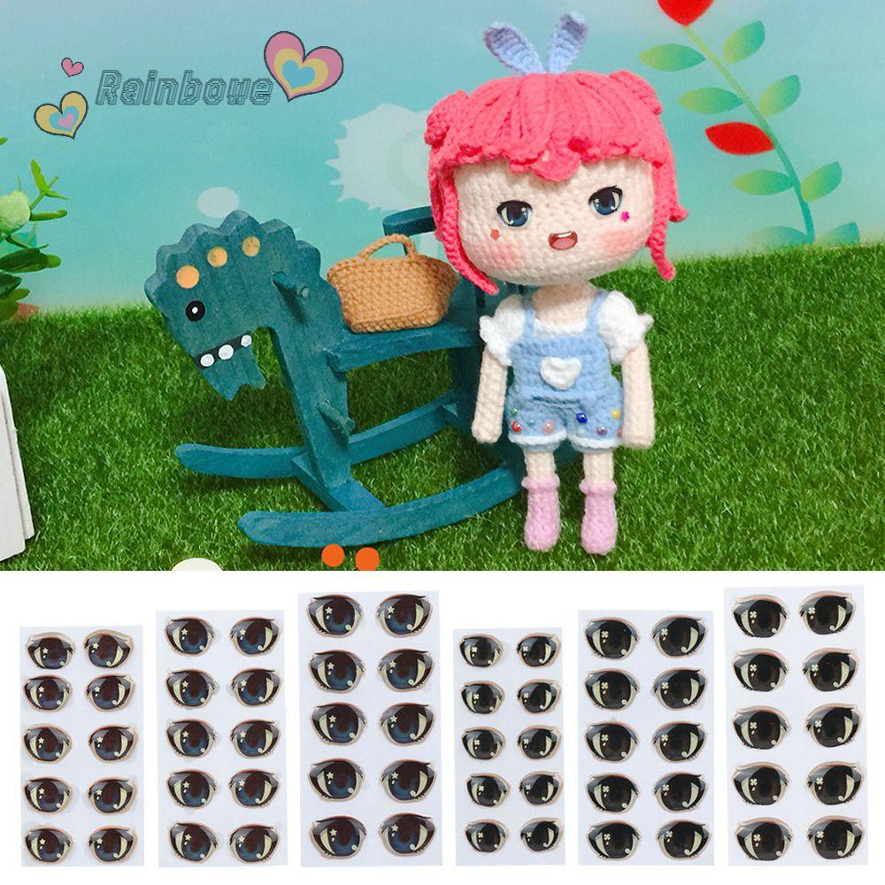 RAINBOW Bộ 5 Miếng Dán Mắt Kính Nhiều Kiểu Dáng Họa Tiết Hoạt Hình 8mm / 10mm / 12mm