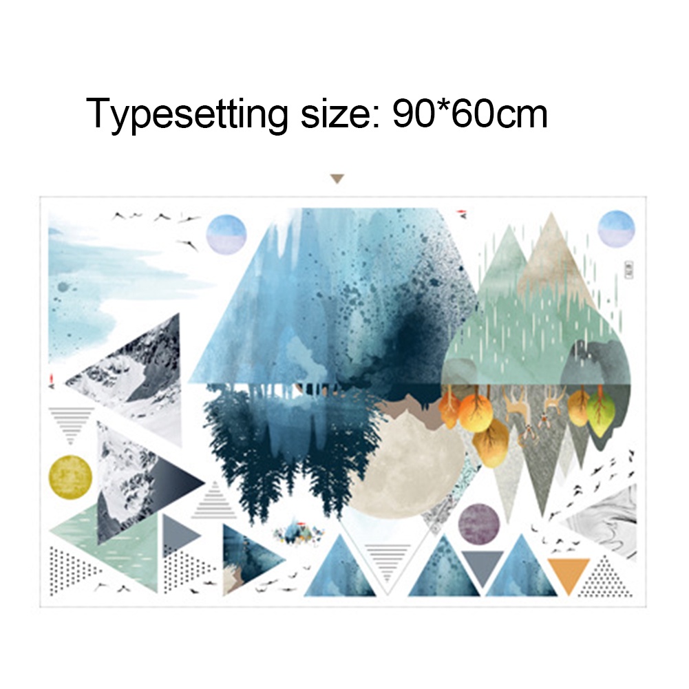 Miếng Dán Tường Hình Tam Giác Họa Tiết Cây Cối Độc Đáo Trang Trí Phòng Ngủ