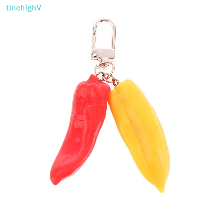 [TinchighV] Mặt Trang Trí Điện Thoại / Túi Xách Hình Quả Ớt Xanh Lá / Đỏ Bằng PVC Dễ Thương Vui Nhộn