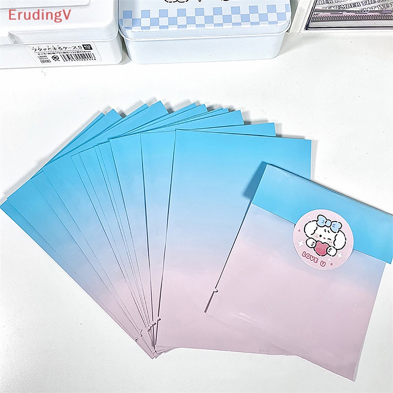 [ErudingV] Set 10 Túi Zip Lõi Nhôm Phẳng Di Động Màu Xanh Dương Hồng Gradient Có Thể Tái Sử Dụng Đựng Trang Sức [Mới]