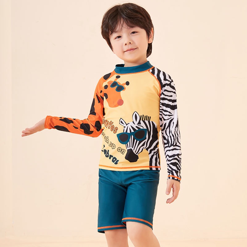 Bộ Đồ Bơi Hai Mảnh Chống Nắng In Họa Tiết Hoạt Hình Cho Bé Trai