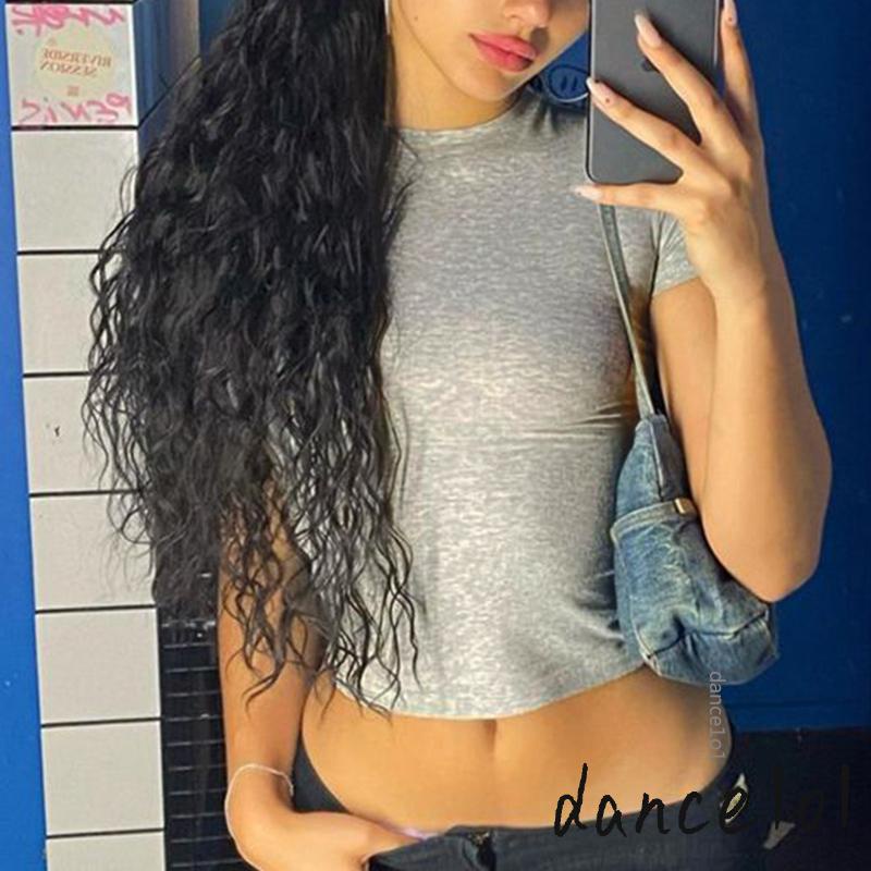 Áo Thun Tay Ngắn Cổ Tròn Màu Trơn dance1o1