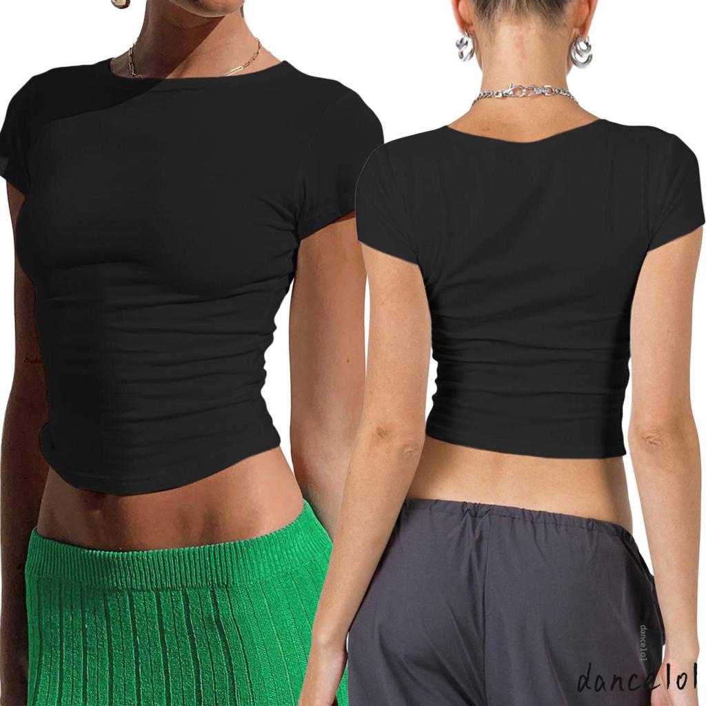 Áo Thun Tay Ngắn Cổ Tròn Màu Trơn dance1o1