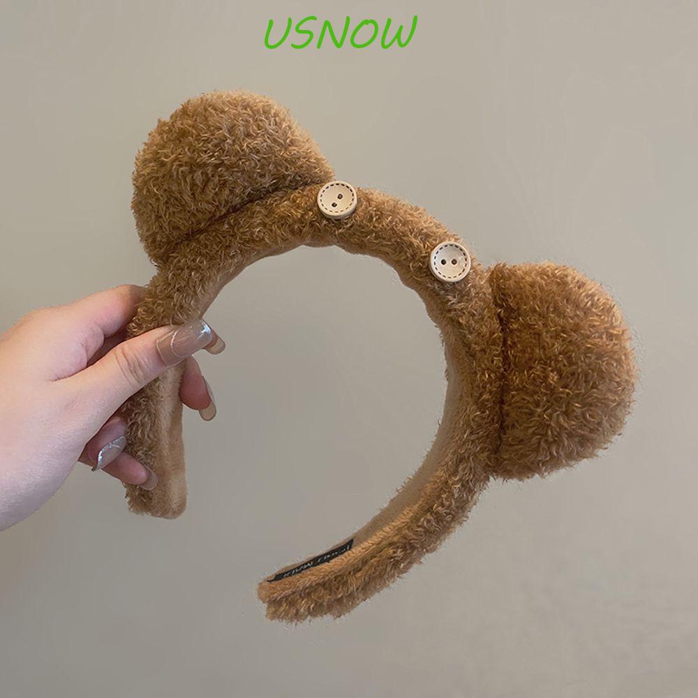 USNOW Băng Đô Cài Tóc Hình Tai Gấu Bông Đáng Yêu Dành Cho Nữ