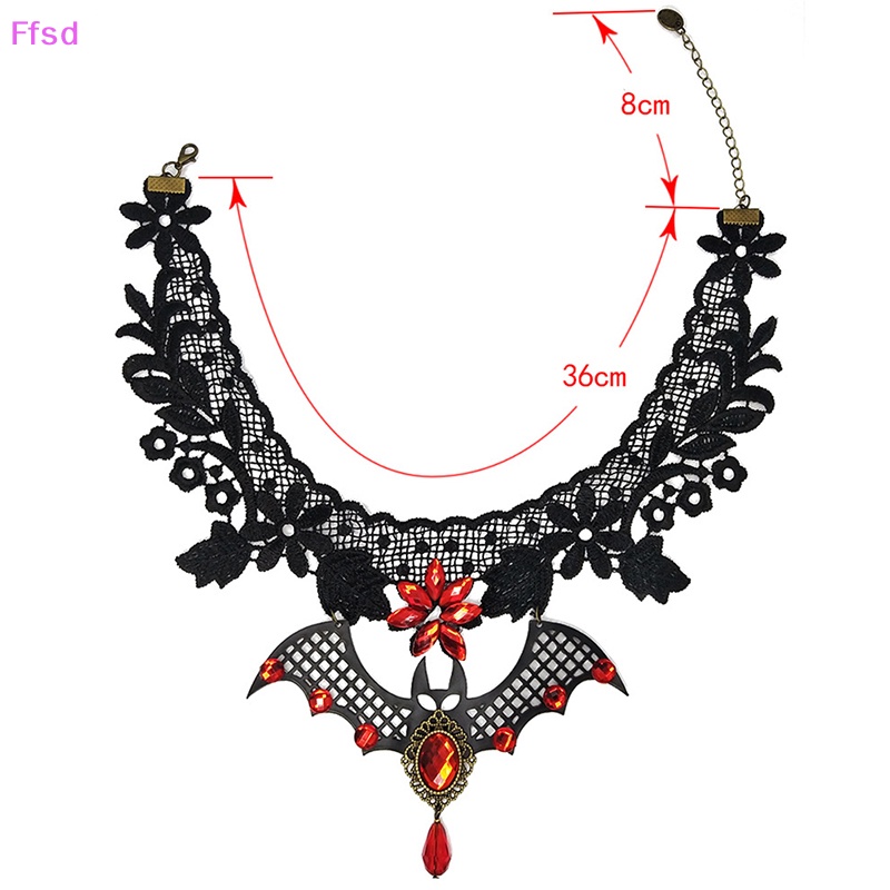 {Ffsd} Vòng Cổ Choker Ren Mặt Hình Dơi Đính Pha Lê Phong Cách Steampunk Gothic * Hàng Bán Chạy