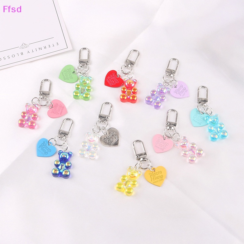 {Ffsd} Móc Khóa Kim Loại Hình Trái Tim / Gấu Màu Sắc Đáng Yêu Dành Cho Học Sinh / Cặp Đôi