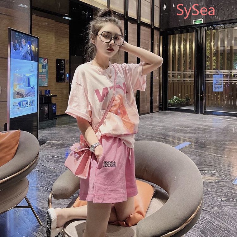 Plus Set Áo Sơ Mi Dáng Rộng + Quần Short Năng Động Thời Trang Mùa Hè Theo Phong Cách Hàn Quốc Cho Nữ