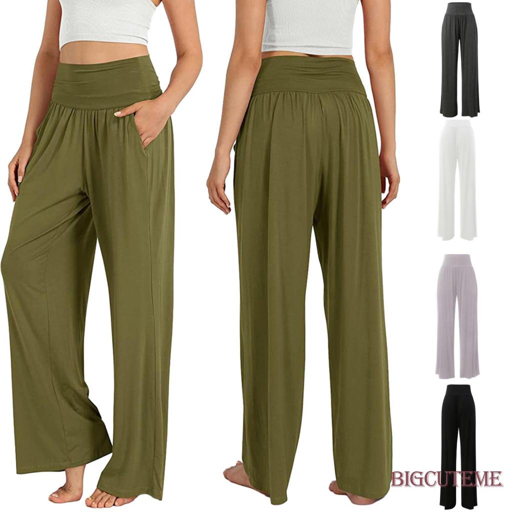 Quần Dài Lưng Cao Ống Rộng Màu Sắc Đơn Giản Thời Trang Xuân Hè Cho Nữ