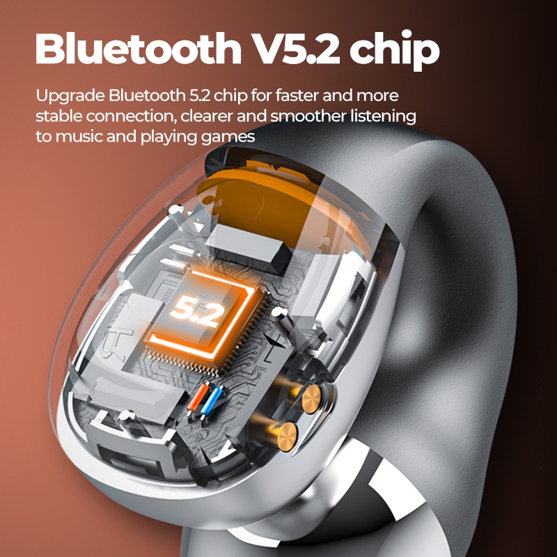Tai Nghe Không Dây TZUZL TWS Bluetooth 5.2 Thiết Kế Kẹp Tai Cảm Ứng Điều Khiển Đèn LED