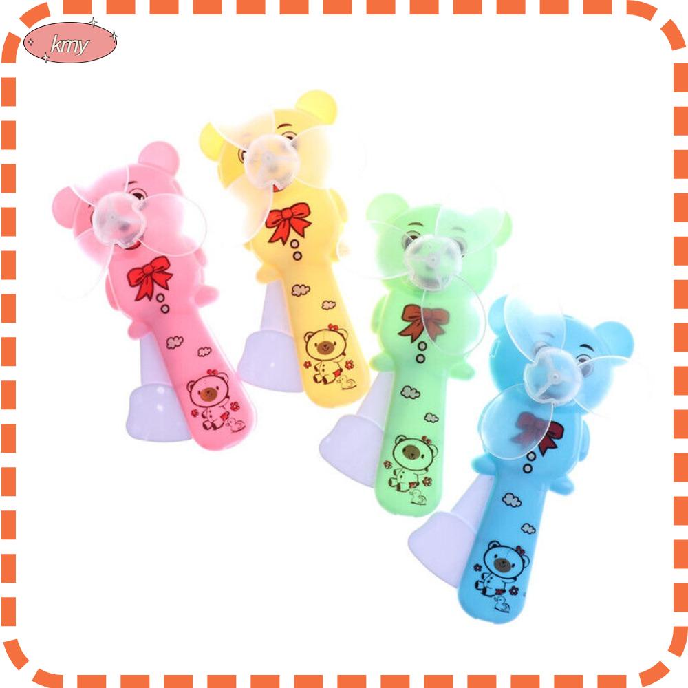 KRNY Set 3 Quạt Làm Mát Mini 13cm Bằng Nhựa Màu Xanh Dương / Hồng / Xanh Lá / Vàng Cho Trẻ Em