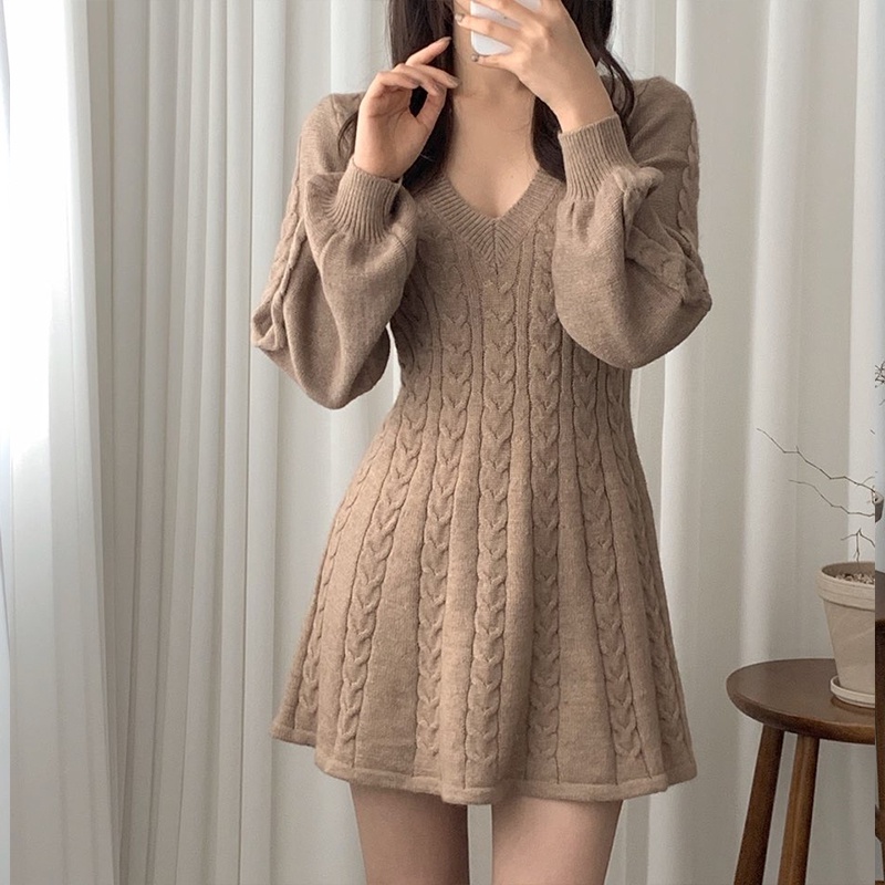 Đầm Dệt Kim Cổ V Thời Trang Dành Cho Nữ