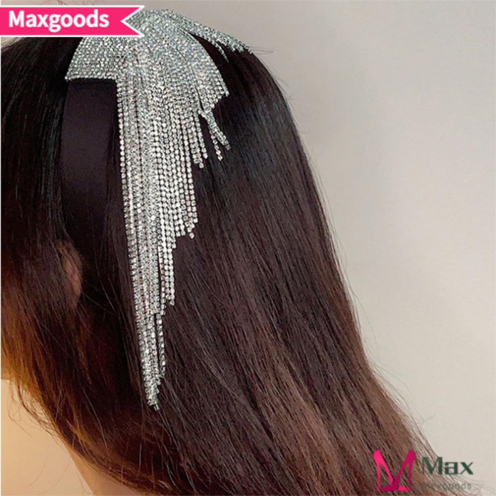 MAXG Băng Đô Cài Tóc Đính Hạt Lấp Lánh Cho Cô Dâu