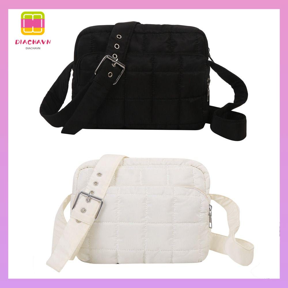 DIACHAVN Túi Xách Cotton Đeo Vai Họa Tiết Sọc Caro Thời Trang Cho Nữ