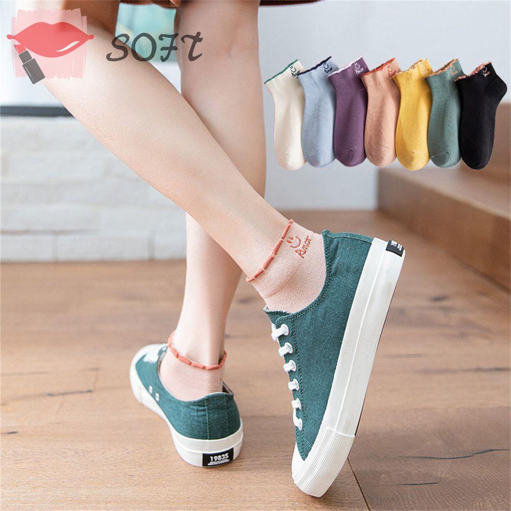 SOFTNESS Vớ Nữ Thoáng Khí Thấm Hút Mồ Hôi In Hình Dễ Thương