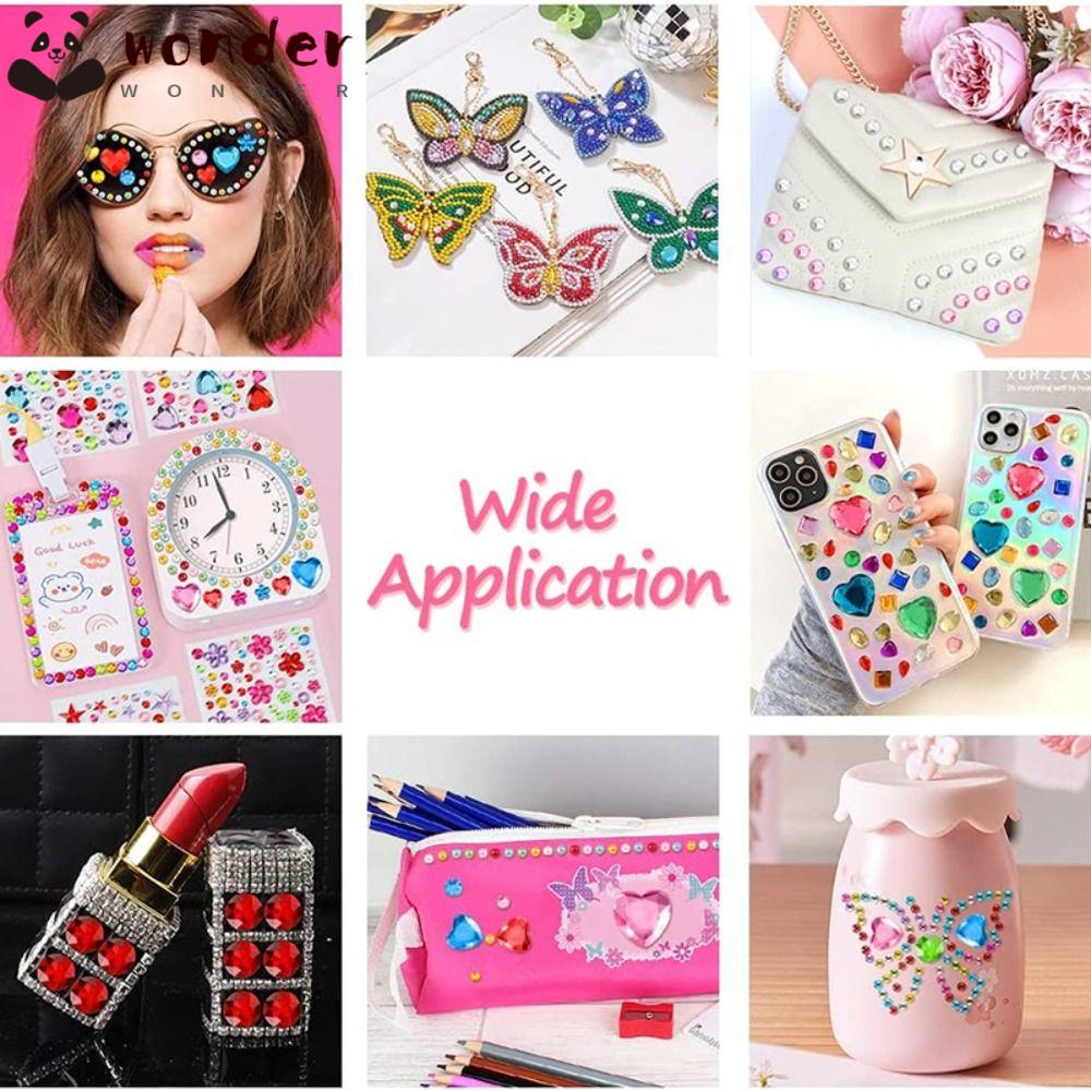 WONDER Set 4 Tấm Sticker Đá Quý 3D Lấp Lánh Tự Dính Trang Trí Cho Nữ