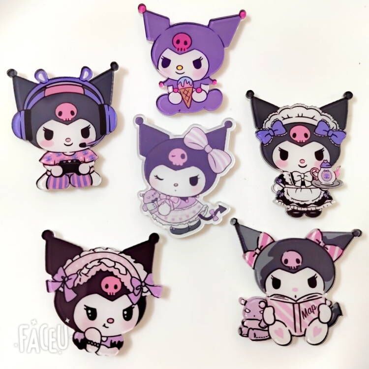 Phim hoạt hình sanrio kuromi acrylic tự làm trâm cài áo cô gái dễ thương trang trí hành lý badg h0236