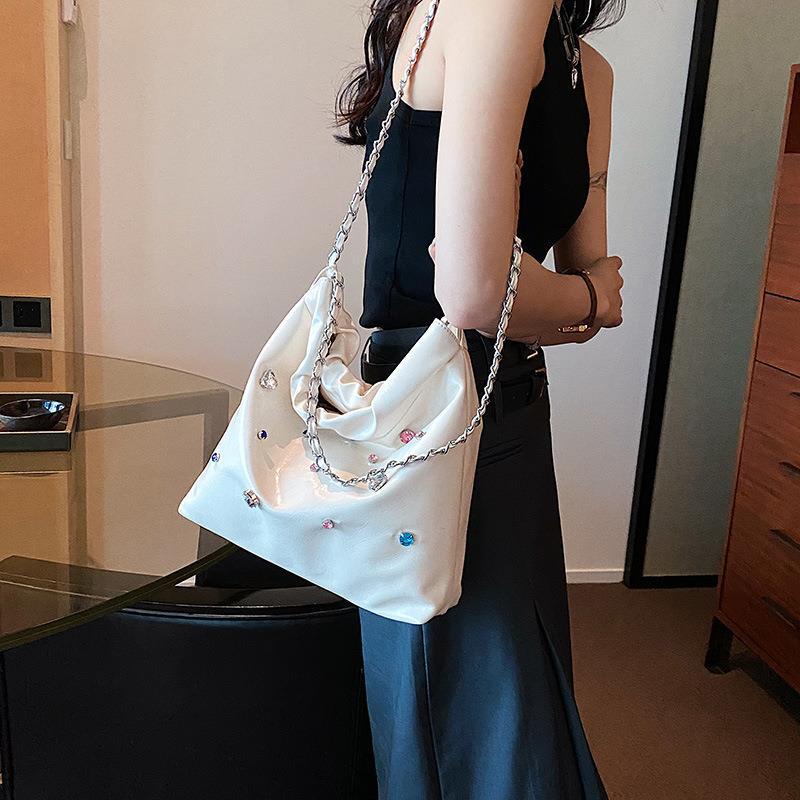 Túi Xách Da PU Đeo Chéo Đính Kim Cương Màu Sắc Thời Trang Phong Cách Pháp Hàng Mới 2023 Dành Cho Bạn Nữ